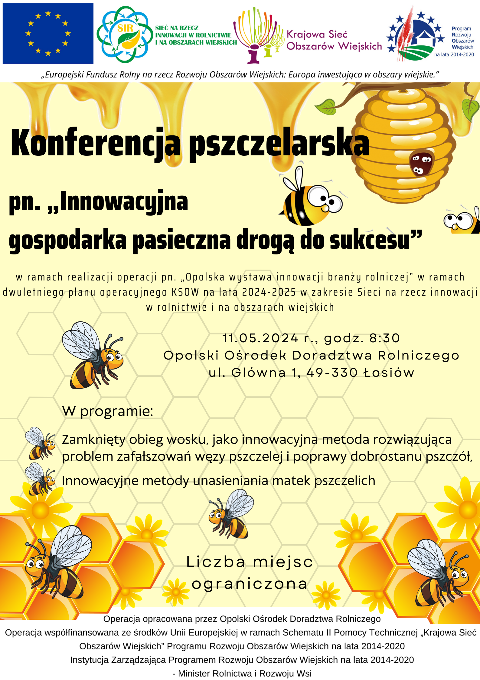 Zaproszenie Na Konferencję Pszczelarską Pn. „innowacyjna Gospodarka Pasieczna Drogą Do Sukcesu”